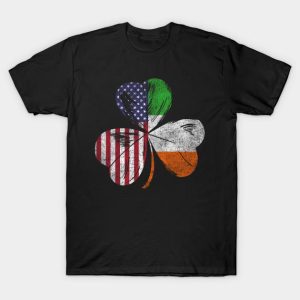 St. Patrick’s Day Clover Ireland American flag t-shirt