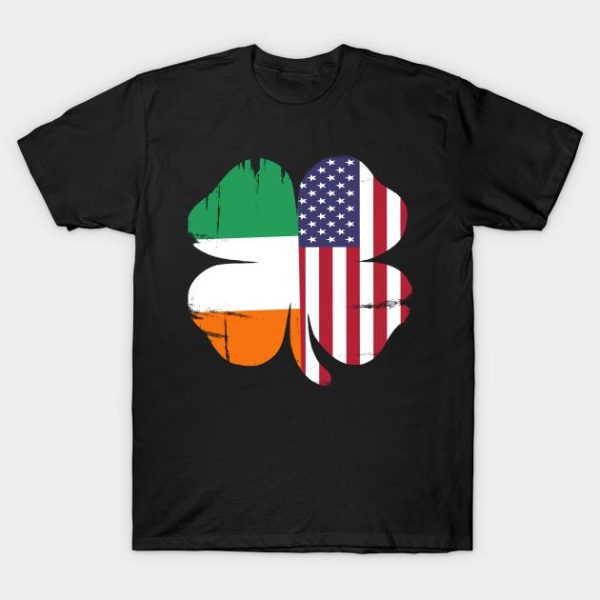 St. Patrick’s Day Clover Irish and American flag t-shirt