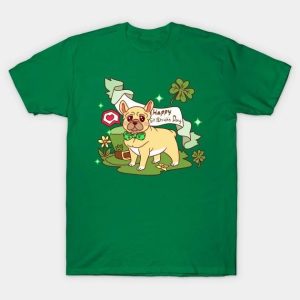 St. Patrick’s Day French Bulldog with Shamrock T-shirt