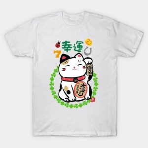 St. Patrick’s Day Maneki Neko Lucky Cat Good Luck Charms T-shirt