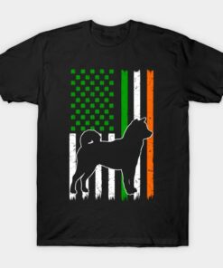 St Patricks Day Shiba Inu USA flag Irish t shirt 1