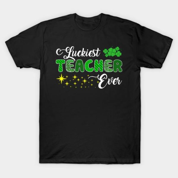 St. Patrick’s Day luckiest teacher ever clover t-shirt