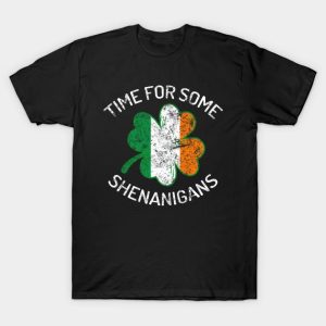 St. Patrick’s Day time for some Shenanigans clover Irish flag t-shirt