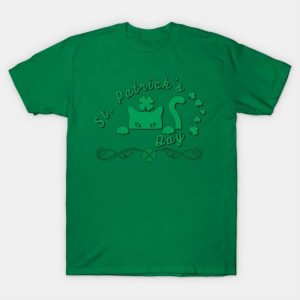 St patrick day cat green clover shirt