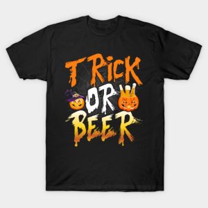 Trick Or Beer Pumpkin Witch Halloween T-shirt