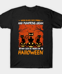 When Black Cats Prowl And Pumpkins Gleam May Luck Be Your On Halloween T shirt 1