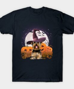 Yorkshire Terrier Witch hat halloween t shirt 1