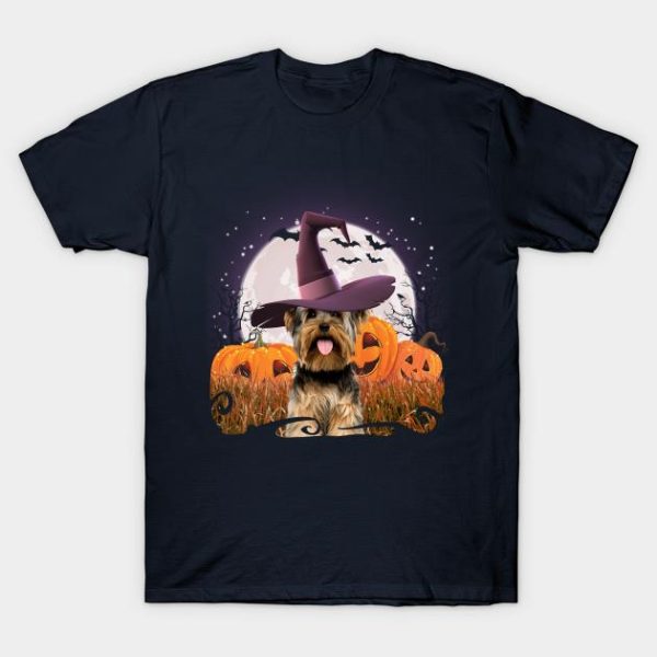 Yorkshire Terrier Witch hat halloween t-shirt