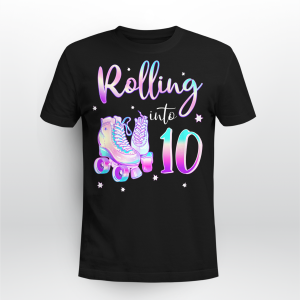 10 Years Old Birthday Girl Rolling Into 10Th Bday Theme Shirt