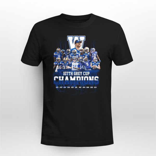 107th Grey Cup The Winnipeg Blue Bombers Champions football shirt