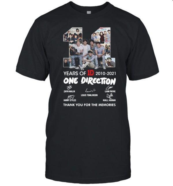 11 years of 1D 2010-2021 One Direction thank you for the memories signatures shirt