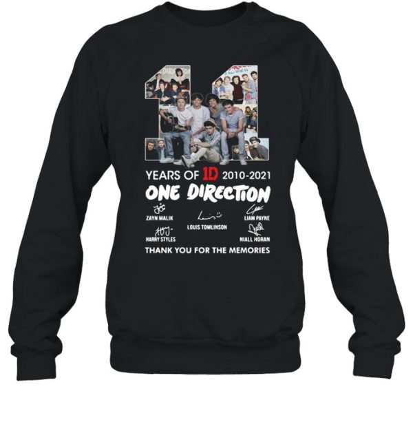 11 years of 1D 2010-2021 One Direction thank you for the memories signatures shirt