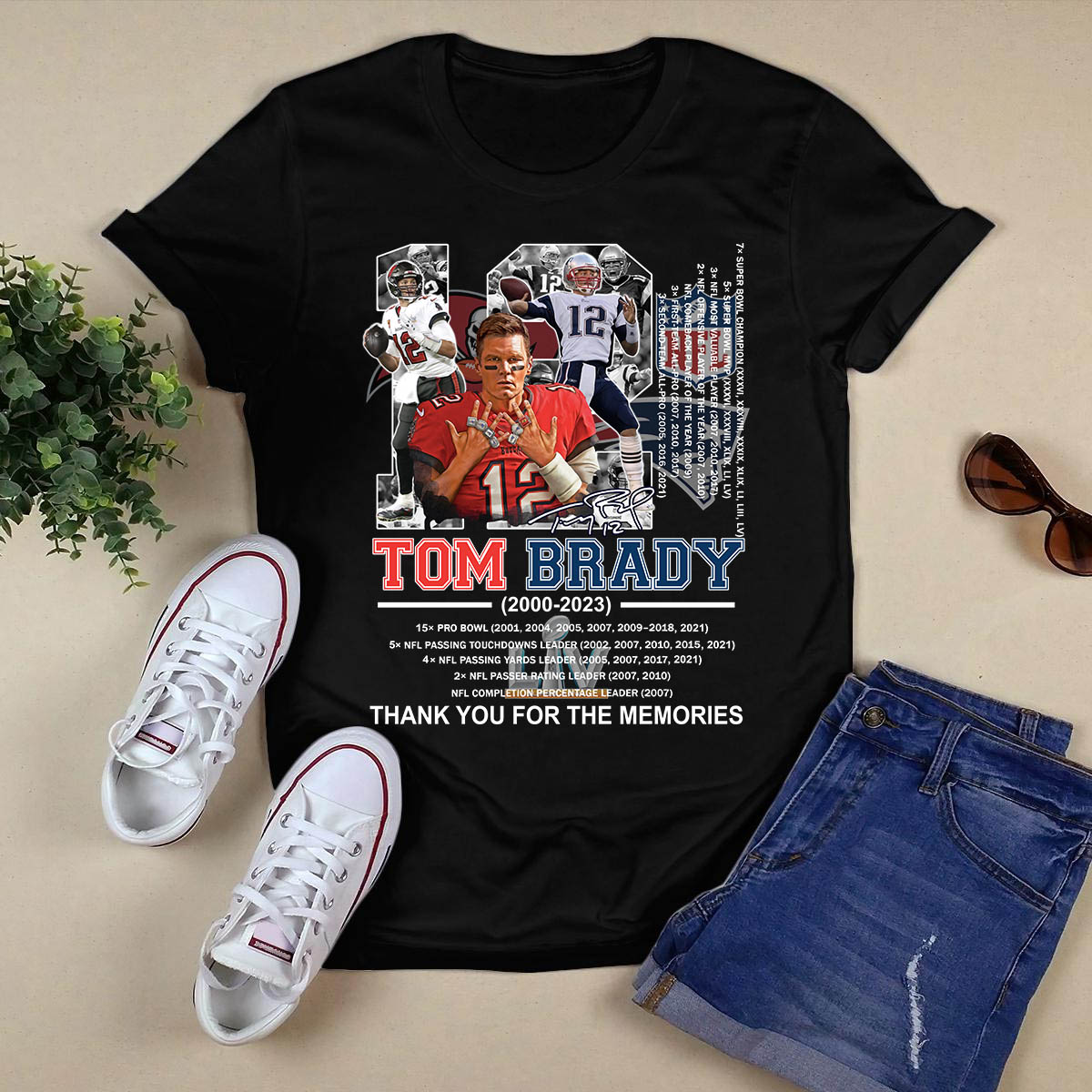 12 Tom Brady 2000 2023 Thank You For The Memories Signatures Shirt