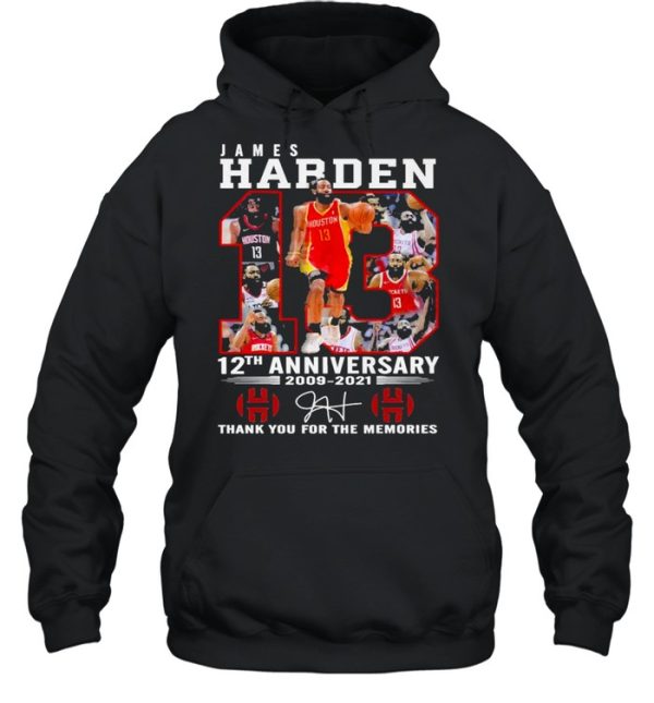 13 James Harden 12th Anniversary 2009 2021 Signature Thank You For The Memories Shirt