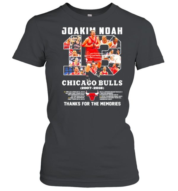 13 Joakim Noah Chicago Bulls 2007 2016 Thank You For The Memories Signature Shirt