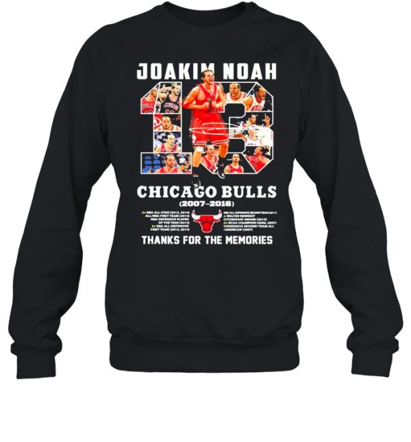 13 Joakim Noah Chicago Bulls 2007 2016 Thank You For The Memories Signature Shirt