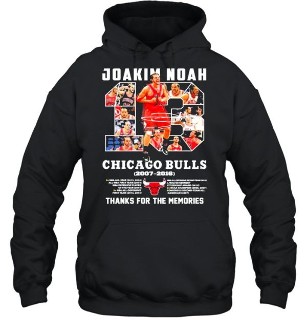 13 Joakim Noah Chicago Bulls 2007 2016 Thank You For The Memories Signature Shirt