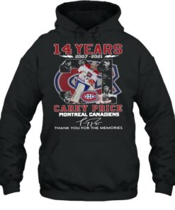 14 years 2007 2021 31 Carey Price Montreal Canadiens thank you for the memories signature shirt 5