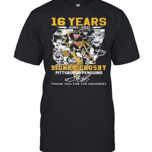 16 Years 2005 2021 Sidney Crosby Pittsburgh Penguins Thank You For The Memories Signature Shirt