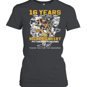 16 Years 2005 2021 Sidney Crosby Pittsburgh Penguins Thank You For The Memories Signature Shirt