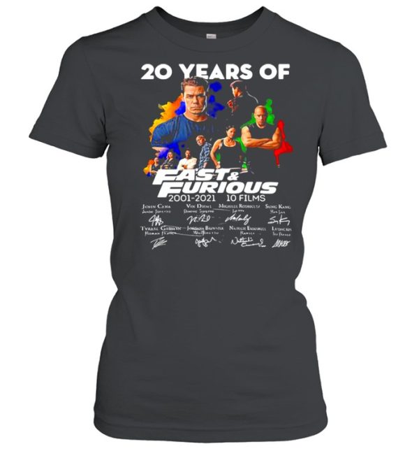 20 Years Of Fast And Furious 2001 2021 10 Films Signatures Shirt