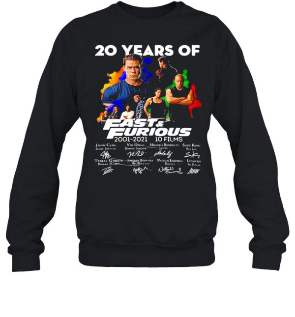 20 Years Of Fast And Furious 2001 2021 10 Films Signatures Shirt