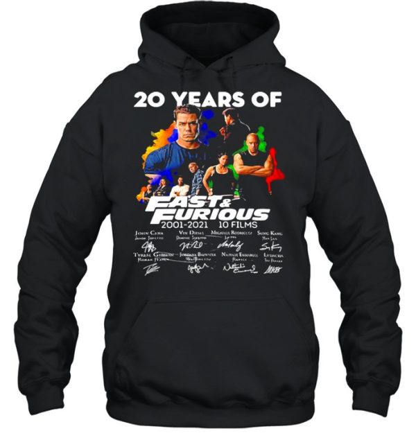 20 Years Of Fast And Furious 2001 2021 10 Films Signatures Shirt