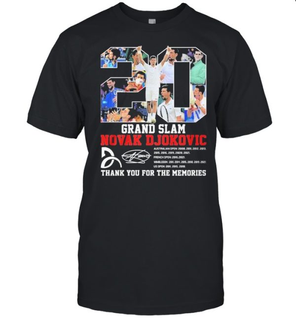 20 grand slam novak djokovic thank you for the memories shirt