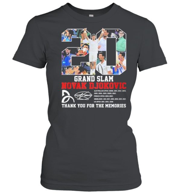 20 grand slam novak djokovic thank you for the memories shirt