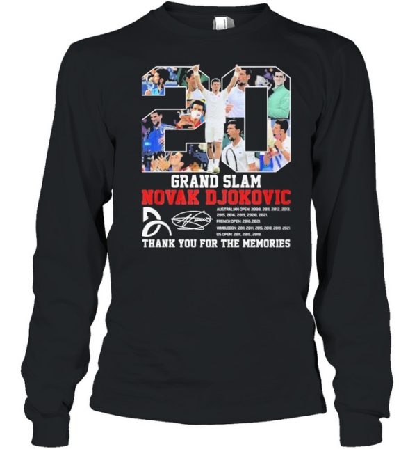 20 grand slam novak djokovic thank you for the memories shirt