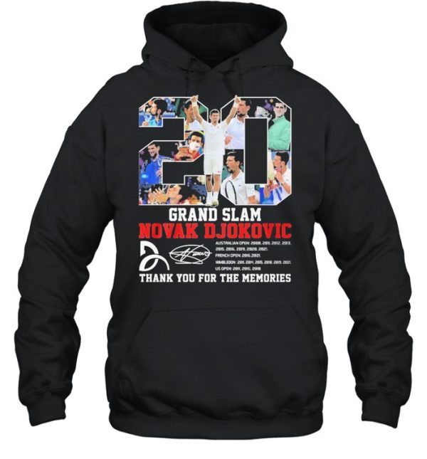 20 grand slam novak djokovic thank you for the memories shirt