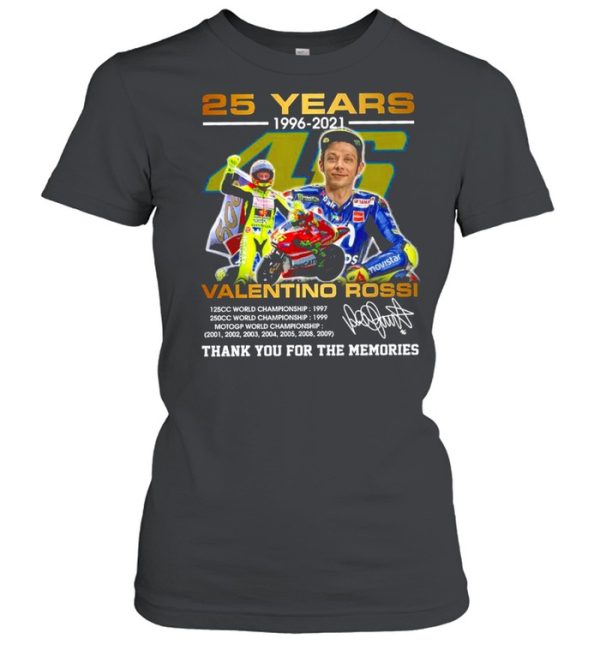 25 years 1996 2021 valentino rossi thank you for the memories shirt