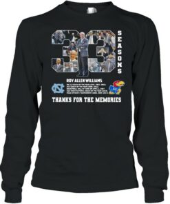 33 Season Roy Allen Williams Thank For The Memories shirt 3