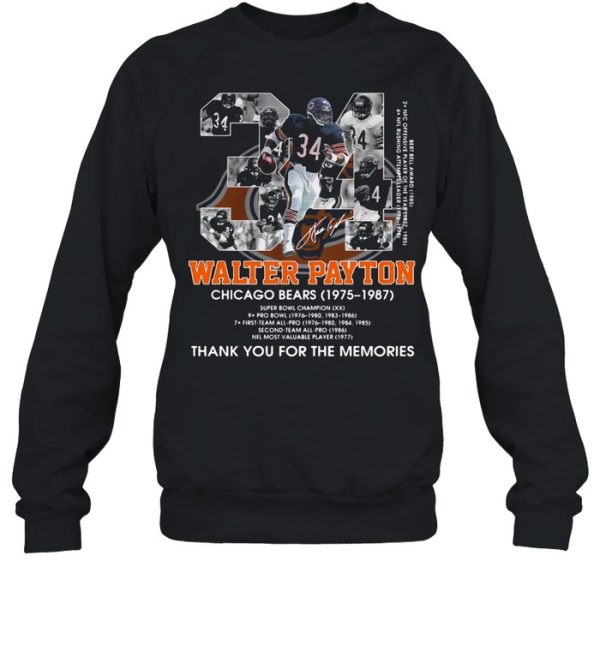 34 Walter Payton Chicago Bears 1975 1987 Thank You For The Memories Signature Shirt