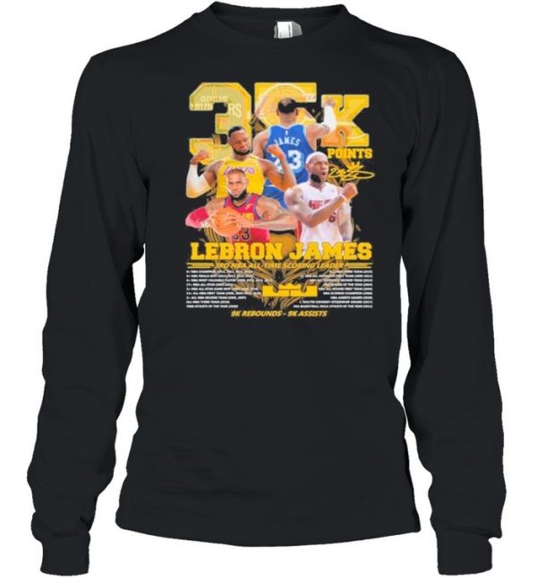 35k Lebron James 3rd NBA time scoring leader 9k Rebounds 9k assists shirt