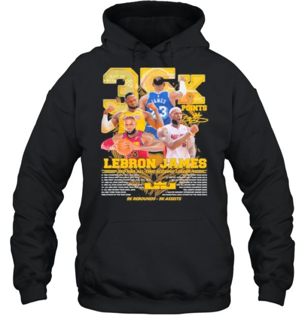 35k Lebron James 3rd NBA time scoring leader 9k Rebounds 9k assists shirt