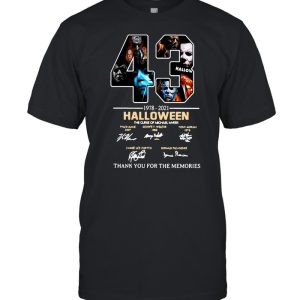 43 1978-2021 Halloween The Curse Of Michael Myers Signature Thank You For The Memories T-shirt