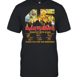 45 Iron Maiden Years Of 1975 2020 Signatures Thank You For The Memories Shirt