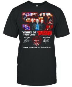 50 Years Of 1968 2018 Rush Signatures Thank You For The Memories Shirt 1