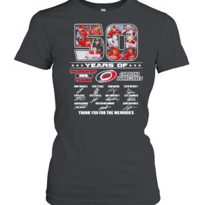 50 Years Of The greatest NHL Teams Carolina Hurricanes Signatures Thank You For The Memories Shirt