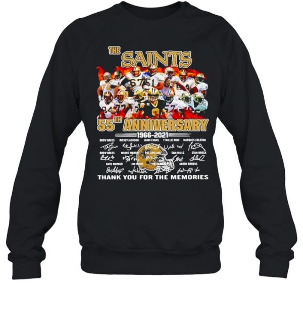 55th Anniversary 1966-2021 The New Orland Saints thank you for the memories signatures shirt