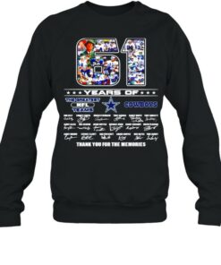 61 years of the greatest NFL teams Dallas Cowboys thank you for the memories signatures shirt 3