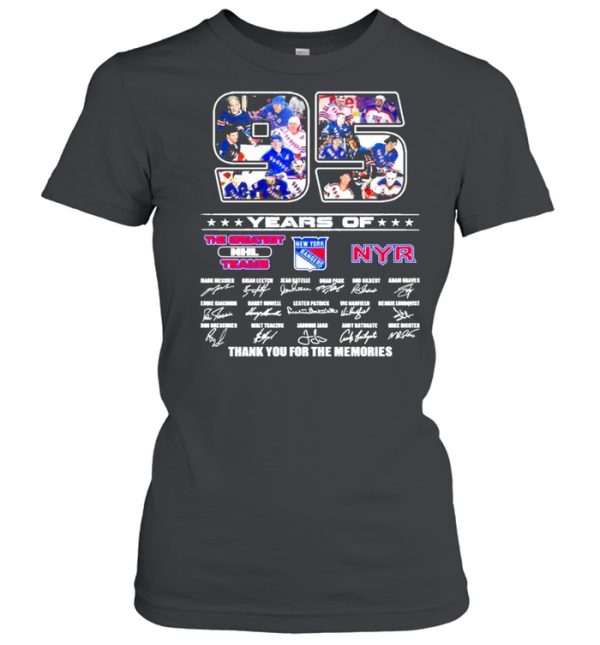 95 Years Of The Greatest NHL Teams New York Rangers Signatures Thank You For The Memories Shirt