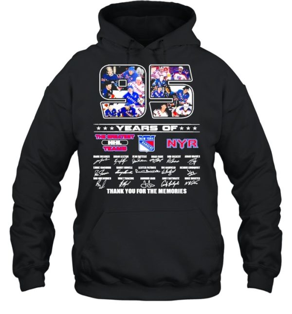 95 Years Of The Greatest NHL Teams New York Rangers Signatures Thank You For The Memories Shirt