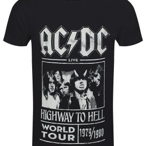 ACDC Highway To Hell World Tour 197980 Mens Black T Shirt 1