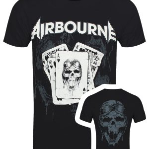 Airbourne Playing Cards Mens Black T Shirt 1