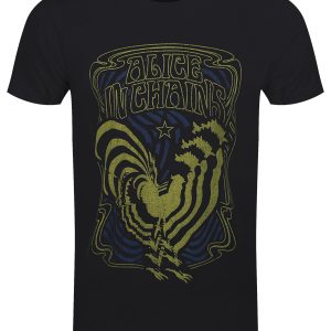 Alice In Chains Psychedelic Rooster Mens Black T Shirt 1