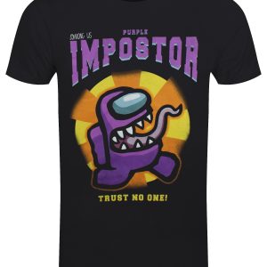 Among Us Purple Impostor Mens Black T Shirt 1