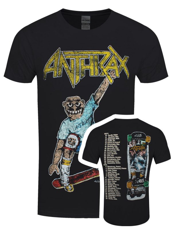 Anthrax Spreading Skater Motman Vintage Men’s Black T-Shirt