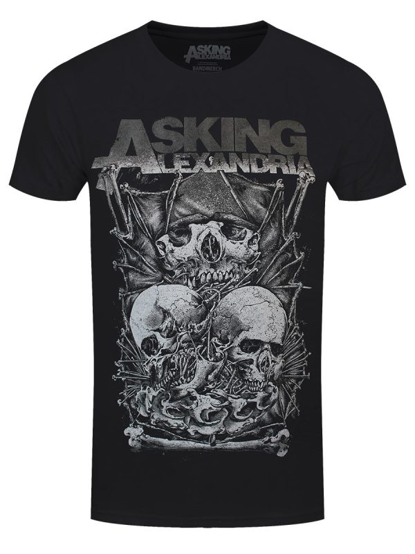 Asking Alexandria Skull Stack Men’s Black T-Shirt